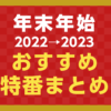 【2022→2023 年末年始・お正月のおすすめ特番一覧】注目テレビ番組まとめ | TV LIFE w